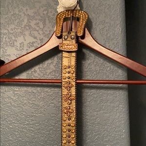 Fleur De Lis Brown Rhinestone belt